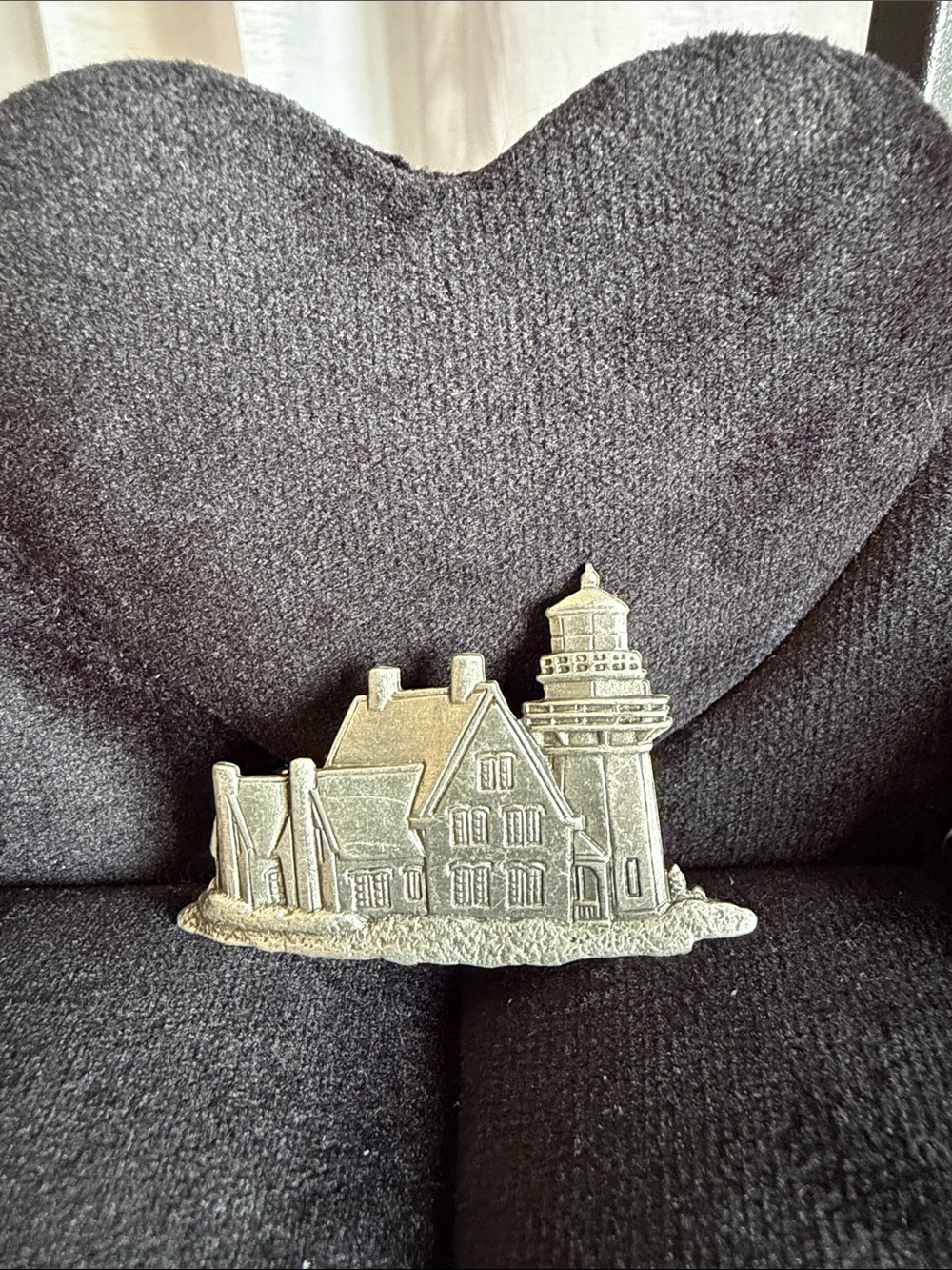JJ Pewter Gray Lighthouse Vintage Brooch